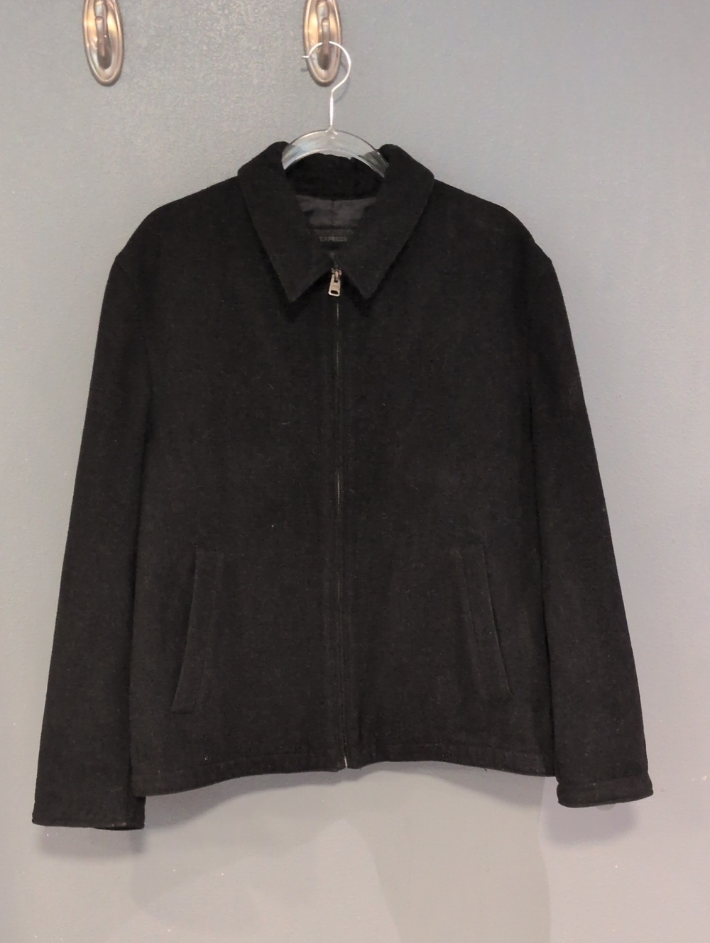 Express Vintage 90's Wool Blend Polyester Fill Zip Up Harrington Jacket Minimal